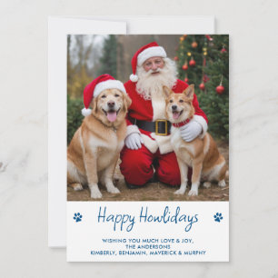 Cartes Pour Fêtes Annuelles Happy HOWLidays Red Green Chien Chien Pet Photo