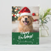 Cartes Pour Fêtes Annuelles Happy Howlidays Script Green Dog Photo (Debout devant)