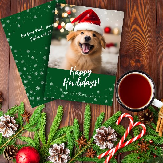 Cartes Pour Fêtes Annuelles Happy Howlidays Script Green Dog Photo