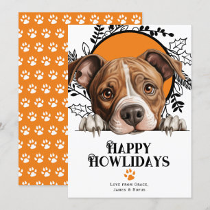 Cartes Pour Fêtes Annuelles Happy Howlidays Staffordshire Terrier Chien