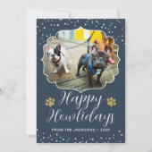 Cartes Pour Fêtes Annuelles Happy Howlidays White Script Pet Chien photo (Devant)