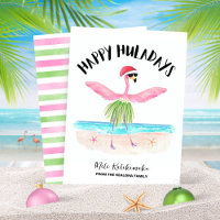Happy Huladays Flamant rose Beach Noël