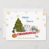 Cartes Pour Fêtes Annuelles Happy & Merry Chrismukkah with Menorah & Xmas Tree (Devant)