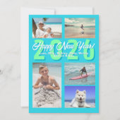 Cartes Pour Fêtes Annuelles Happy New Year Aqua Multi-photo (Devant)
