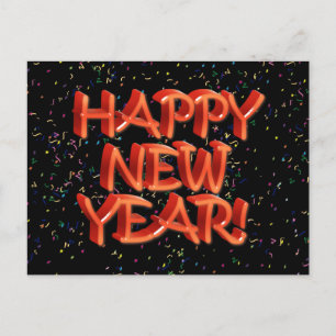 Cartes Pour Fêtes Annuelles Happy New Year Glassy Red Text