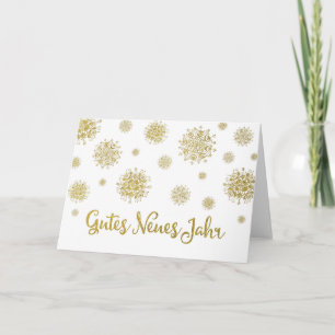 Cartes Pour Fêtes Annuelles Happy New Year Gold White Snowflakes German
