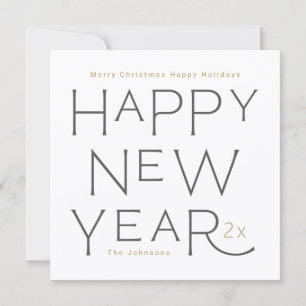 Cartes Pour Fêtes Annuelles Happy New Year in grey handwritten text Holiday Ca