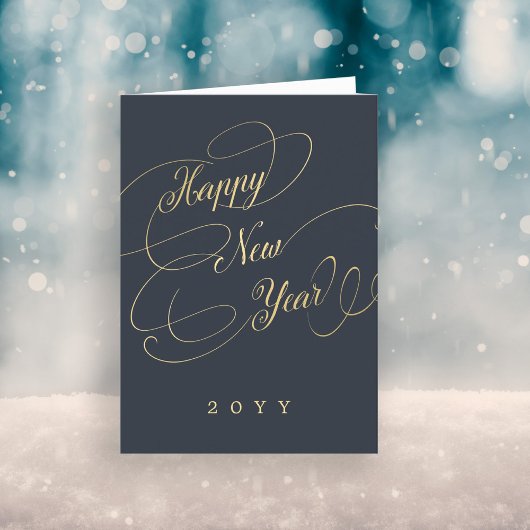 Cartes Pour Fêtes Annuelles Happy New Year or script entreprise entreprise