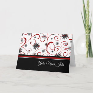 Cartes Pour Fêtes Annuelles Happy New Year Red White Black Snowflakes German