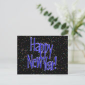 Cartes Pour Fêtes Annuelles Happy New Years Blue Text (Debout devant)