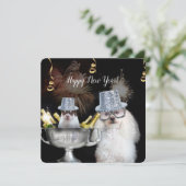 Cartes Pour Fêtes Annuelles Happy New Years poodle dog flat card (Debout devant)