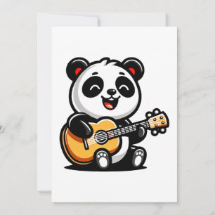 Cartes Pour Fêtes Annuelles Happy Panda Guitarist - Cute Acoustic Music Design