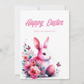 Cartes Pour Fêtes Annuelles Happy Pâques Aquarelle Bunny rose (Devant)