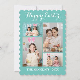 Cartes Pour Fêtes Annuelles Happy Pâques Custom 4 Photo Collage Famille Pâques