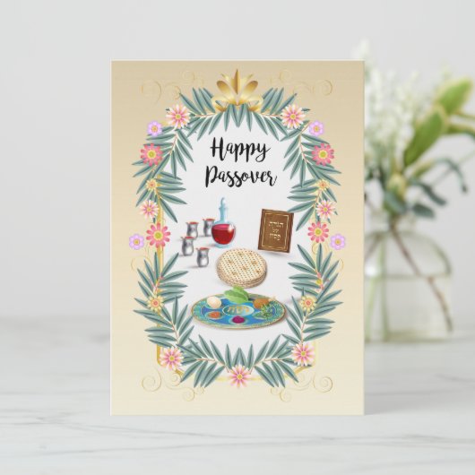 Cartes Pour Fêtes Annuelles Happy Passover Spring Sesach Seder (Debout devant)