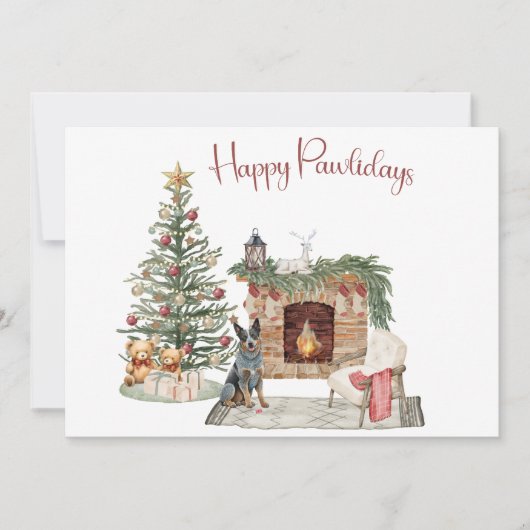 Cartes Pour Fêtes Annuelles Happy Pawlidays Chien Design - Australian Cattle C (Devant)
