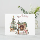 Cartes Pour Fêtes Annuelles Happy Pawlidays Chien Design - Bloodhound (Debout devant)