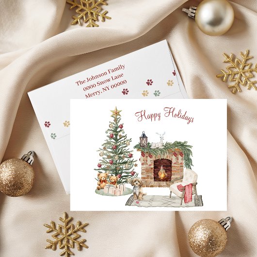 Cartes Pour Fêtes Annuelles Happy Pawlidays Chien Design - Cavapoo