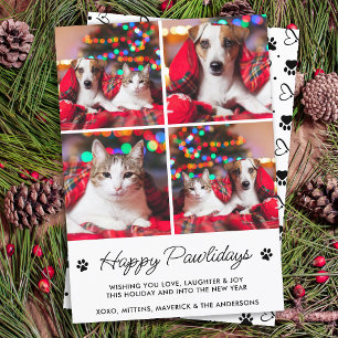 Cartes Pour Fêtes Annuelles Happy Pawlidays Personnalisé Chien Chat Animal 4 P