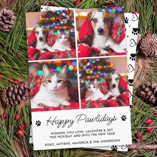 Cartes Pour Fêtes Annuelles Happy Pawlidays Personnalisé Chien Chat Animal 4 P