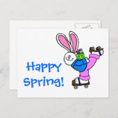 Cartes Pour Fêtes Annuelles Happy spring Roller Skating Easter Bunny (Devant / Derrière)
