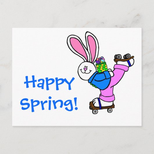 Cartes Pour Fêtes Annuelles Happy spring Roller Skating Easter Bunny (Devant)