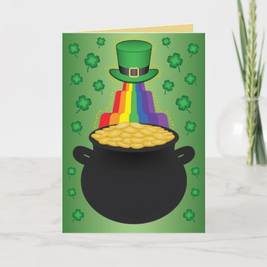 Cartes Pour Fêtes Annuelles Happy St.Patrick’s Day Clover/Rainbow/Pot of Gold (Devant)