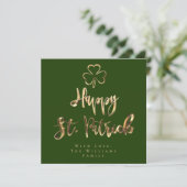 Cartes Pour Fêtes Annuelles Happy St Patrick Shamrock Clover Elegant Green (Debout devant)