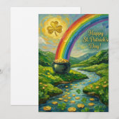Cartes Pour Fêtes Annuelles Happy St. Patrick's Day Pot of Gold Rainbow (Devant / Derrière)