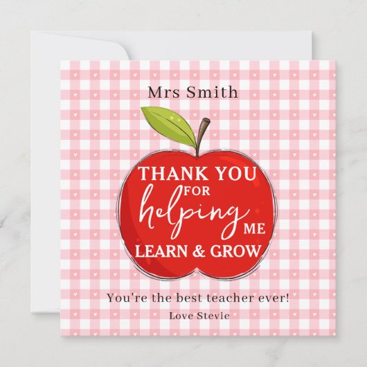 Cartes Pour Fêtes Annuelles Happy Teacher Appreciation Card | Red Apple Pink  (Devant)