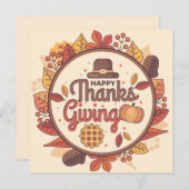 Cartes Pour Fêtes Annuelles Happy Thanksgiving (Devant / Derrière)