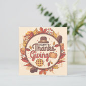 Cartes Pour Fêtes Annuelles Happy Thanksgiving (Debout devant)