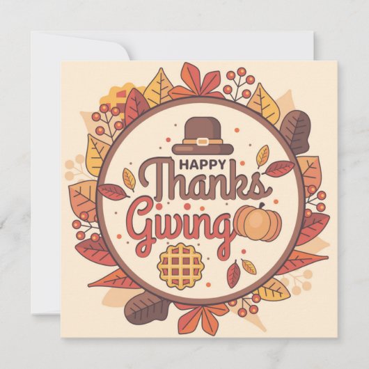 Cartes Pour Fêtes Annuelles Happy Thanksgiving (Devant)