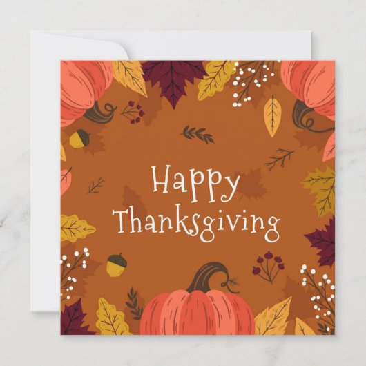 Cartes Pour Fêtes Annuelles Happy Thanksgiving (Devant)