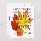 Cartes Pour Fêtes Annuelles Happy Thanksgiving (Devant / Derrière)