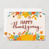 Cartes Pour Fêtes Annuelles Happy Thanksgiving (Devant / Derrière)