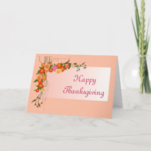 Cartes Pour Fêtes Annuelles Happy Thanksgiving with flowers scroll custom