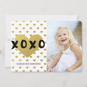 Cartes Pour Fêtes Annuelles Happy Valentine's Day Card with Gold Hearts