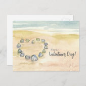 Cartes Pour Fêtes Annuelles Happy Valentine's Day Seashells Heart Beach (Devant / Derrière)