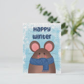 Cartes Pour Fêtes Annuelles Happy Winter Mouse Postcard (Debout devant)