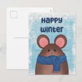 Cartes Pour Fêtes Annuelles Happy Winter Mouse Postcard (Devant / Derrière)