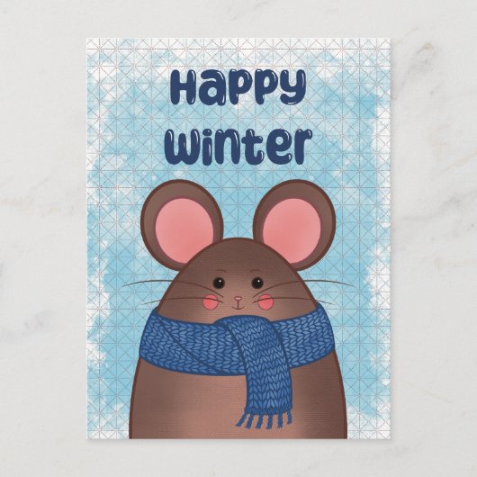 Cartes Pour Fêtes Annuelles Happy Winter Mouse Postcard (Devant)