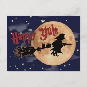 Cartes Pour Fêtes Annuelles Happy Yule Witch Xmas Postcard