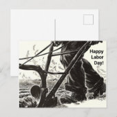 Cartes Pour Fêtes Annuelles Hard Work Plowing field Happy Labour Day worker PC (Devant / Derrière)