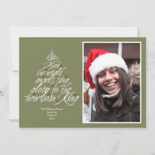 Cartes Pour Fêtes Annuelles Hark's Christmas carol lyric arbre photo vert