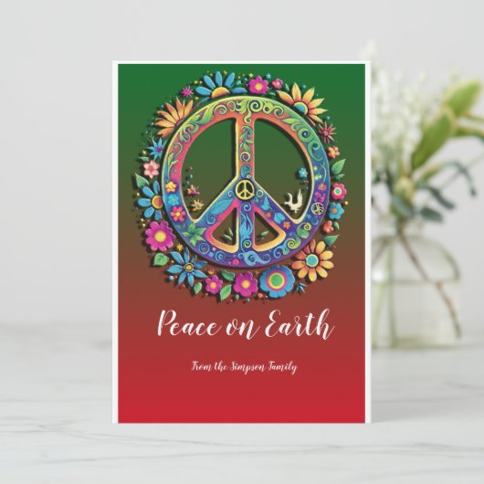 Cartes Pour Fêtes Annuelles Harmonie Flower Power : Une paix personnalisable s (Debout devant)