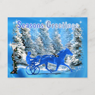 Cartes Pour Fêtes Annuelles Harnais Blue Xmas