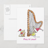 Cartes Pour Fêtes Annuelles Harpe de Noël CH-004 (Devant / Derrière)