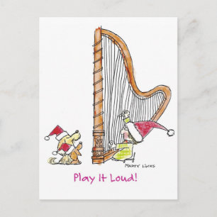Cartes Pour Fêtes Annuelles Harpe de Noël CH-004