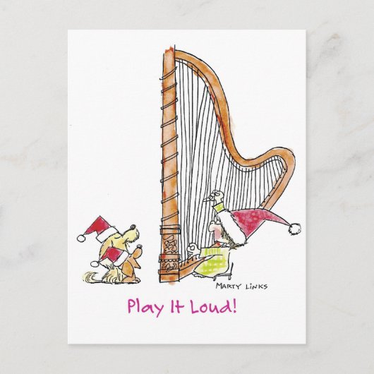 Cartes Pour Fêtes Annuelles Harpe de Noël CH-004 (Devant)
